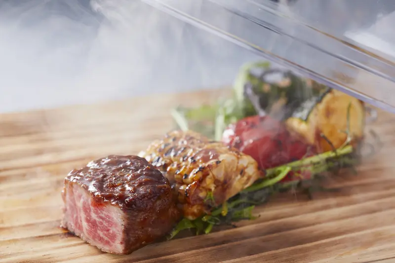 あしたか牛のグリル・ぐり茶の瞬間燻製BBQスタイル