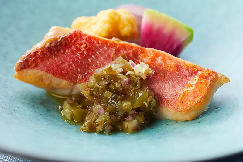 下田産金目鯛　熱川ポーク　旬の伊豆地野菜コース